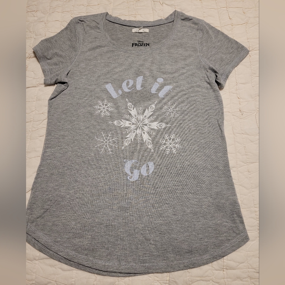 Disney Frozen let it Go Graphic tshirt gray short sleeve size Medium